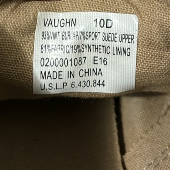 Polo Ralph Lauren Vaughn Size 10 D Tan Burlap & Suede Lace Up Low Top Sneaker - Picture 4 of 15